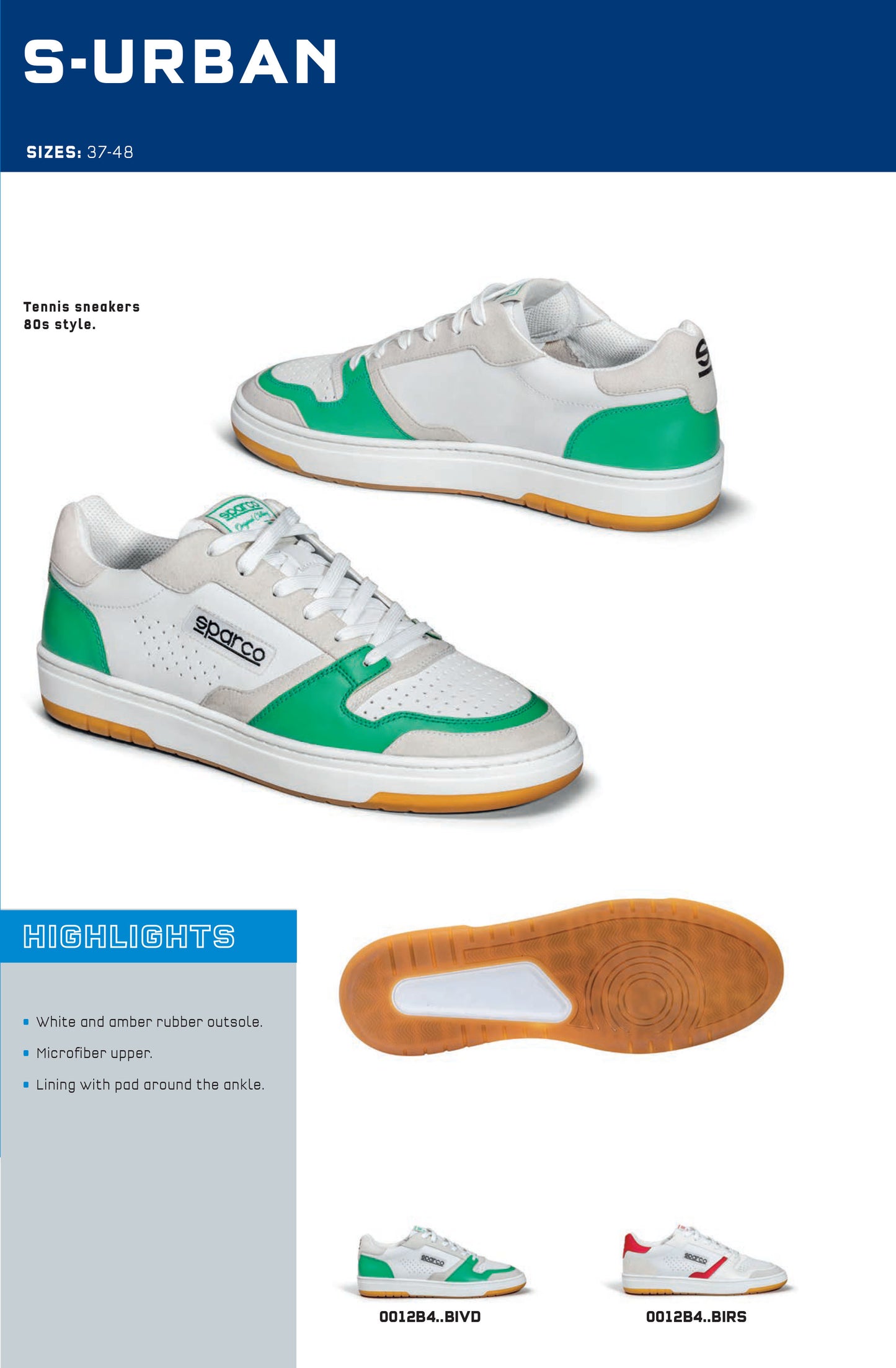 0012B4 Sparco S-URBAN Shoes Trainers Tennis Style Sneakers Casual Leisurewear