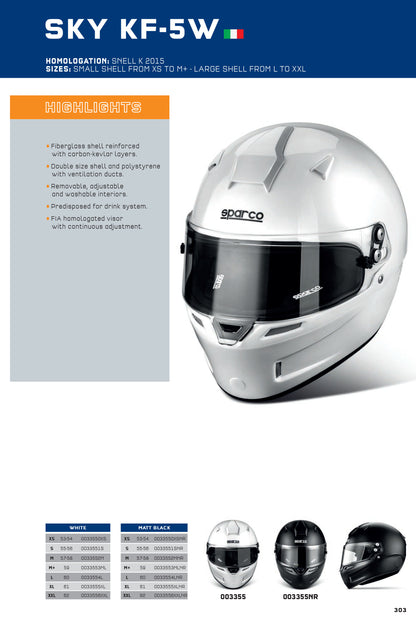 003355 Sparco SKY KF-5W Karthelm, Integralhelm, Fiberglasschale, SNELL-geprüft