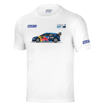 Sparco M-SPORT WRT Rallye-Auto-T-Shirt für Herren, Weiß, Ford World Rally Team, Fanwear