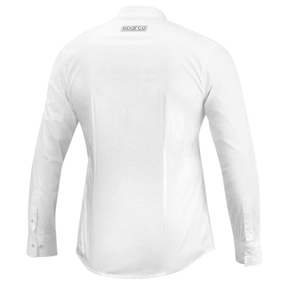 Sparco Racing Herren Langarmhemd Vollkragen Weiß Baumwolle Teamwear Manager