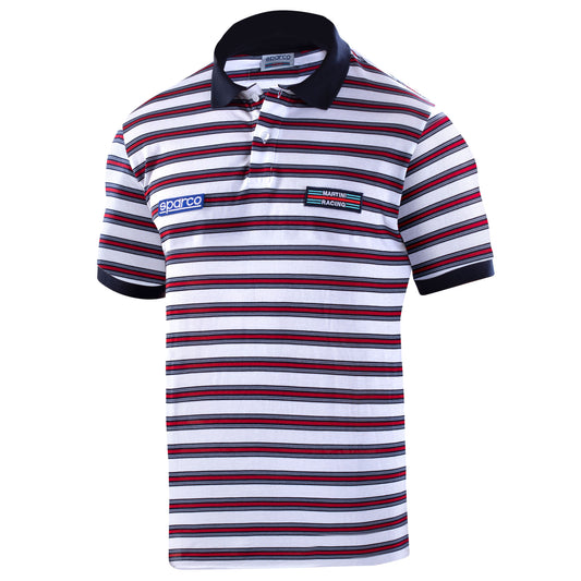 01396 Neues 2023 Sparco Martini Racing Herren-Poloshirt, gestreiftes Design, 100 % Baumwolle