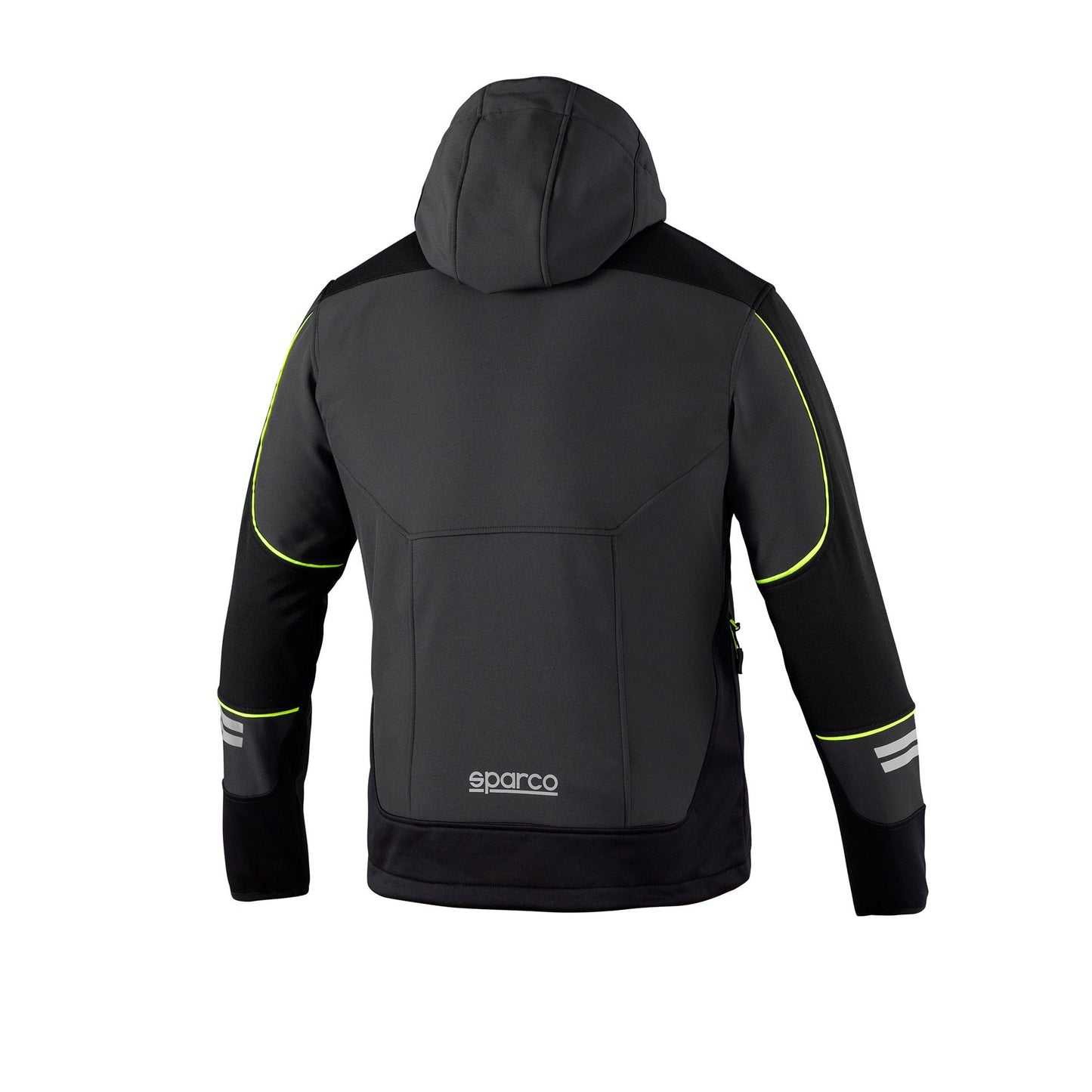 02412 Neue technische Softshell-Jacke von Sparco aus dem Jahr 2023 für Mechaniker-Arbeitskleidung in der Boxencrew