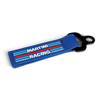 Sparco Martini Racing Leather Keychain Keyring Key Holder Embroidered Logo Navy