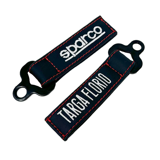 Sparco TARGA FLORIO Leather Keychain Keyring Strap with Embroidered Badge