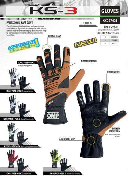 KK02743E OMP KS-3 KS3 Kart-Handschuhe