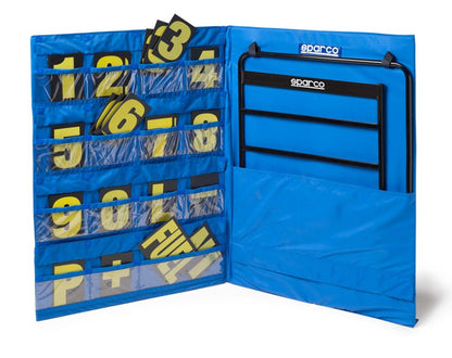 00594 Sparco Pit Board Set inklusive Rahmen, Nummern und blauem Koffer! Rennkartfahren