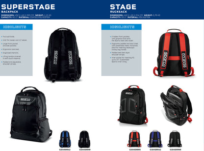 Sparco STAGE Racing Rucksack 16L für Motorsport-Renn-Rallye-Ausrüstung