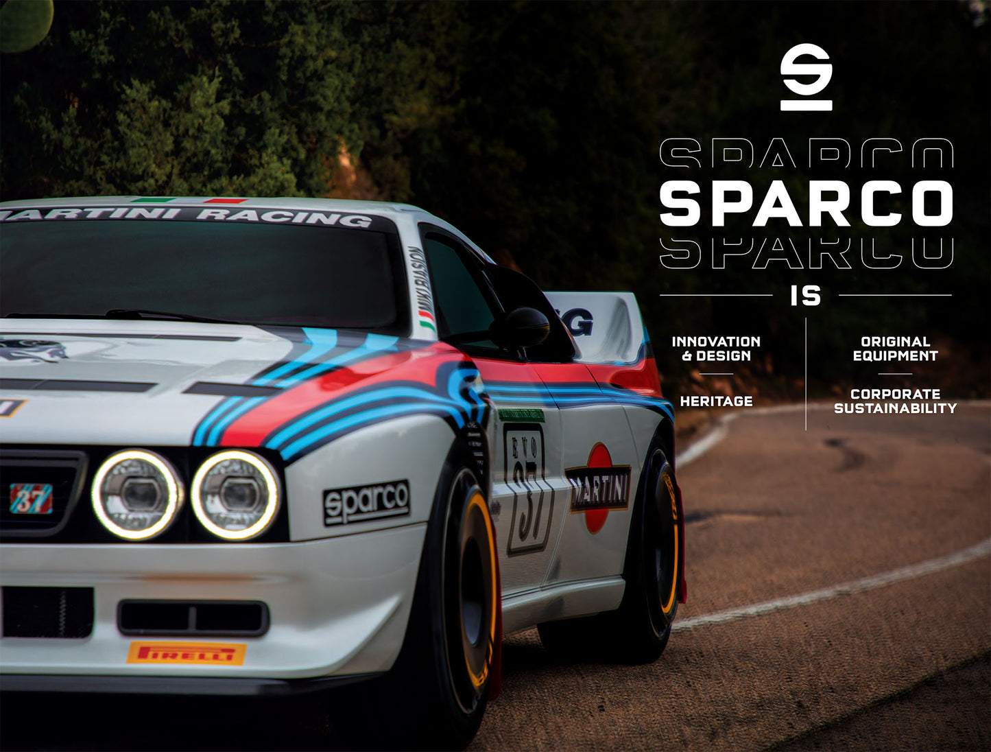 Sparco Martini Racing Shorts Smart Klassisches Design Baumwolle Lancia Rally Retro Fan