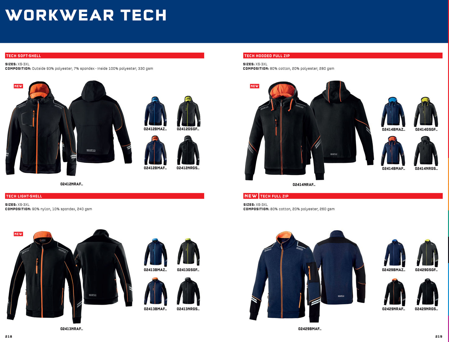 02413 Neue technische Sparco-Jacke 2023, leicht, für Mechaniker, Arbeitskleidung, Pitcrew