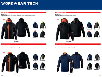 02414 Sparco Racing Technical Full Zip Hoodie Kapuzenpullover Mechaniker Arbeitskleidung