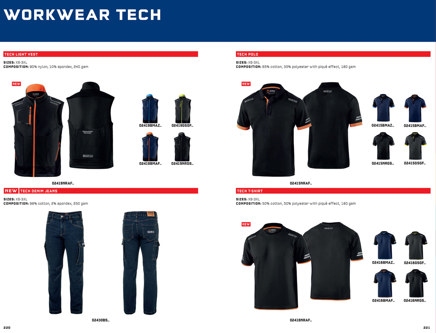 02419 Neue technische Weste 2023 von Sparco für Mechanic Workwear Pitcrew Team