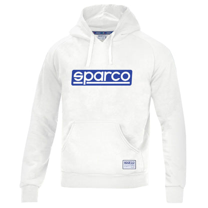 Original Sparco Classic Herren Hoody Kapuzenpullover weiß mit blauem Logo