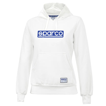 Sparco Damen Kapuzenpullover Hoody Klassisch Weiß mit blauem Logo Damen Mädchen Größen SL