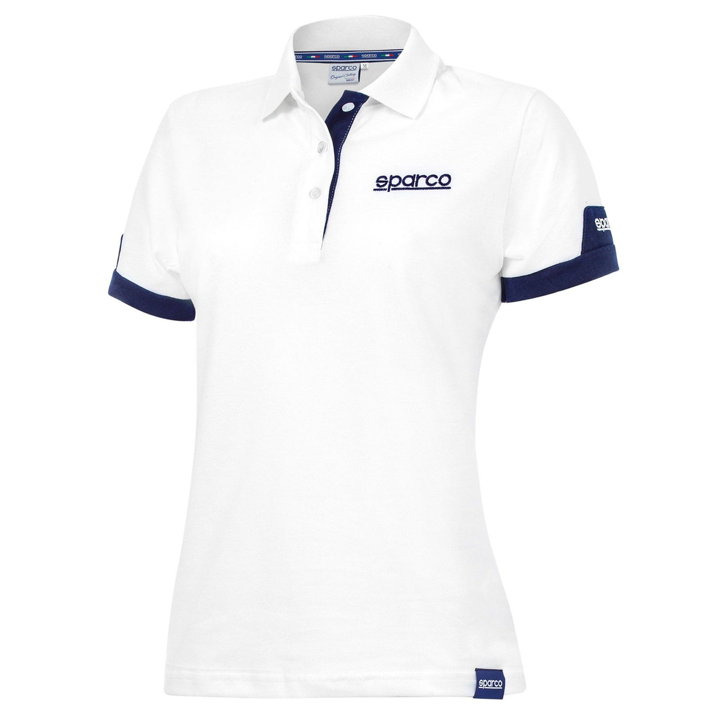 01323 Neu 2023 Sparco Damen Smart Poloshirt Weiß 100 % Baumwolle Damen und Mädchen