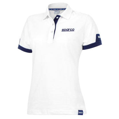 Sparco Damen Poloshirt Smart Corporate Style in Weiß 100% Baumwolle Damen Mädchen