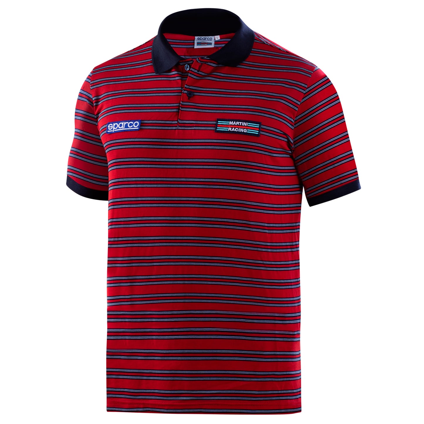 01396 Neues 2023 Sparco Martini Racing Herren-Poloshirt, gestreiftes Design, 100 % Baumwolle