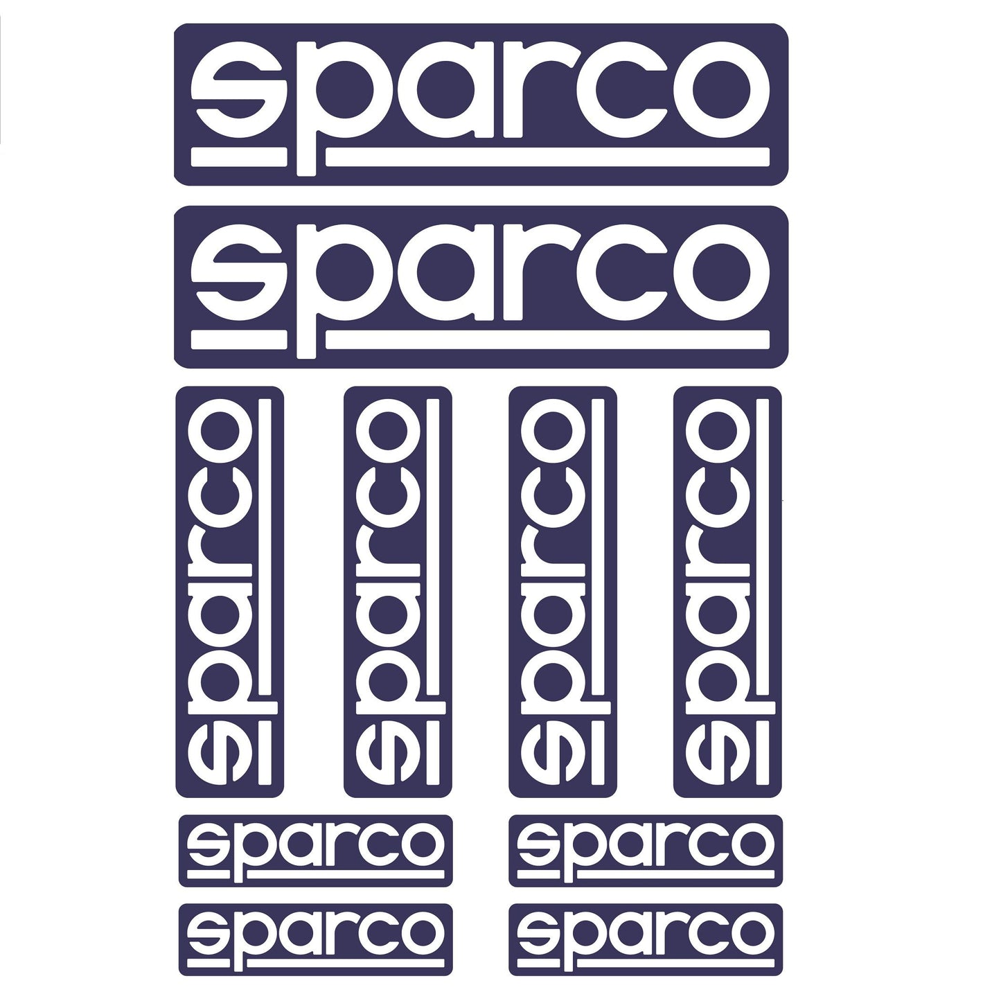 Sparco Motorsport Stickerpaket Race Rally mit 10 Aufklebern, gemischte Größen, Blau/Weiß