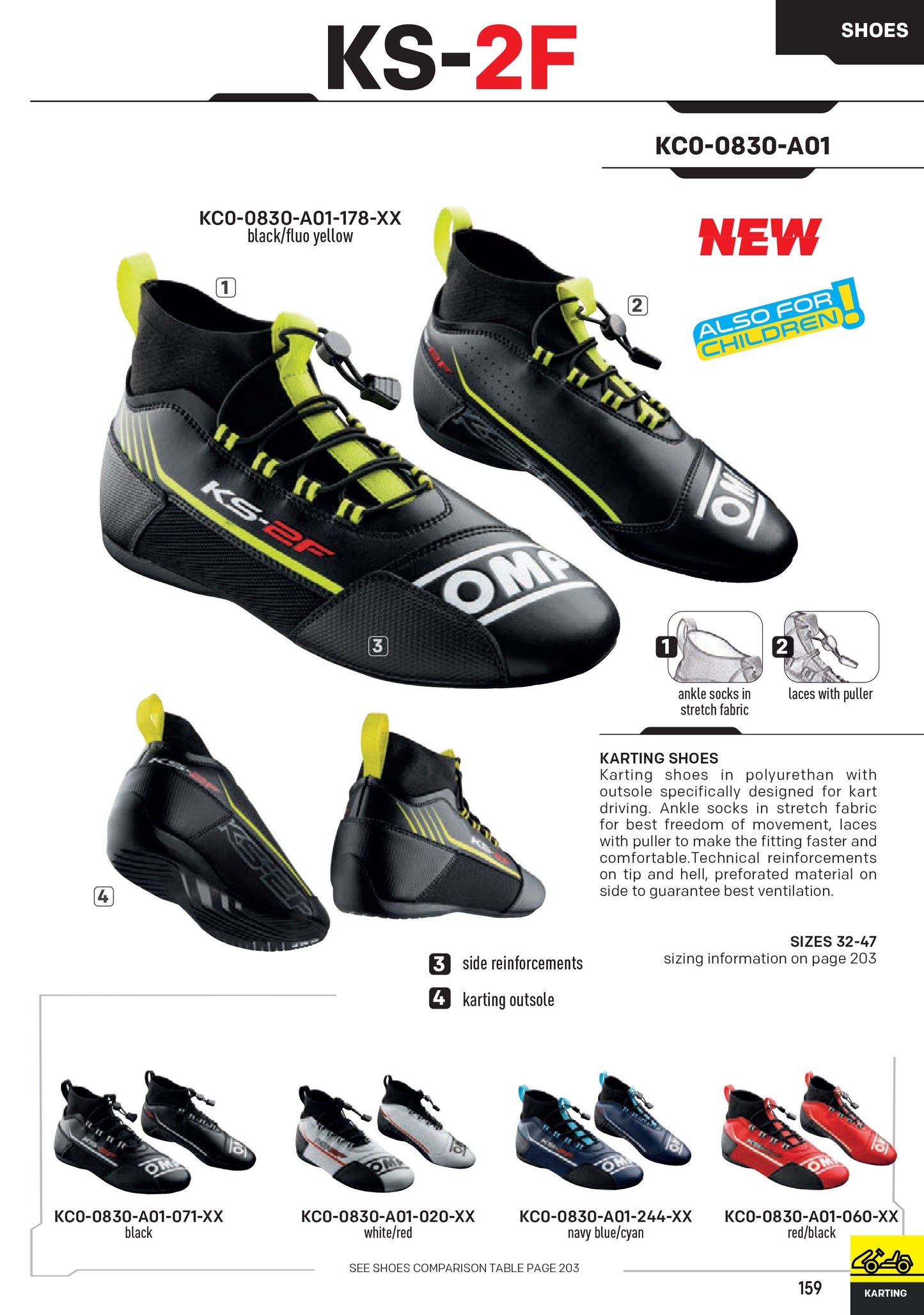 Neu! 2023 OMP KS-2F Kartstiefel Kart-Rennschuhe 5 Farben in den Größen 32-47