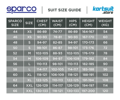 002343 Sparco Rookie Kart-Anzug Indoor Basic Karting Overall 3 Farben Alle Größen